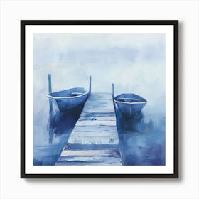 Two Boats On A Dock Art Print