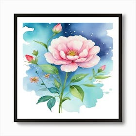 Watercolor Peony Flower Art Print