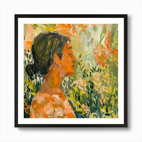 Woman In Orange Art Print