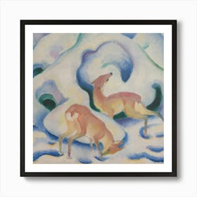 Two Deer In The Snow Art Print