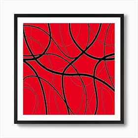 Abstract Red And Black Lines Art Print