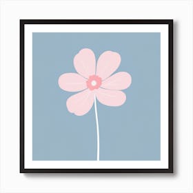 A White And Pink Flower In Minimalist Style Square Composition 122 Art Print