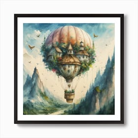 watercolor of a off white hot air balloon 1 Art Print