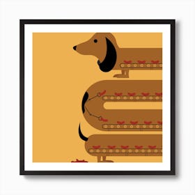 Sausage Dog Square Art Print