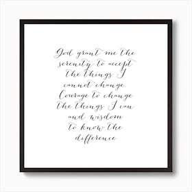 The Serenity Prayer Art Print