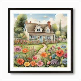 Cottage Garden Children's Drawing Art Print 2 Art Print