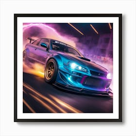 Drift Car Background Light Effect Art Print