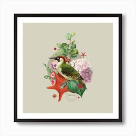 Flora & Fauna with Green Woodpecker 1 Art Print