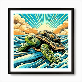 Turtle In The Sea Art Print