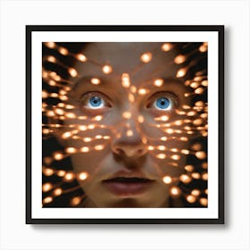 Girl'S Face With Lights Art Print