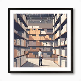 Man In A Warehouse 4 Art Print