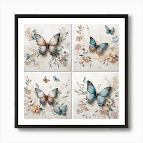 Decorative Art Butterfly Tiles Art Print