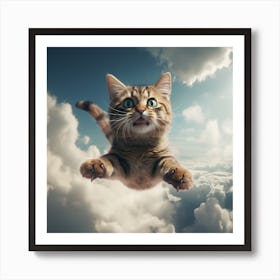 Cat Flying In The Sky Art Print