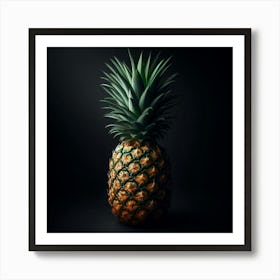 Pineapple Isolated On Black Background 1 Art Print