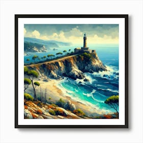 Lighthouse On The Cliff 2 Art Print