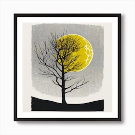 Minimalist Linocut Print Of A Tree Art Print