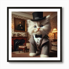 Cat In A Top Hat Art Print