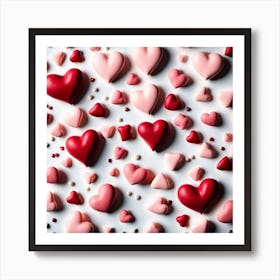 Red And Pink Hearts Art Print