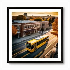 Transit Tracking School Journey Bus Stop Drone Route Dropped Community Day Small Wheel N (5) Art Print