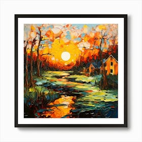 Sunset In The Woods 3 Art Print