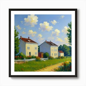 Architectural Serenity Fences and Open Skies Country Road Art Print