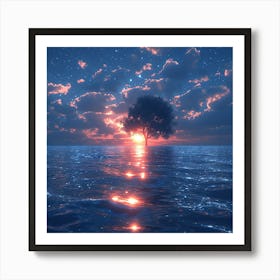 Lone Tree In The Sea Art Print