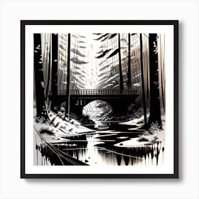 Bridge In The Woods 2 Art Print