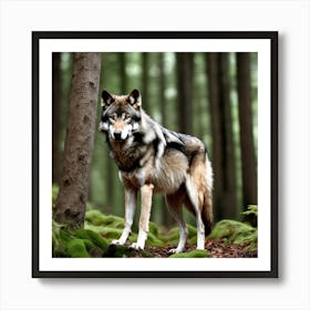 Wolf In The Forest 5 Art Print