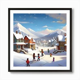 Winter Village Art Print