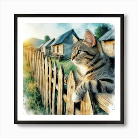 Watercolor Of A Cat Art Print