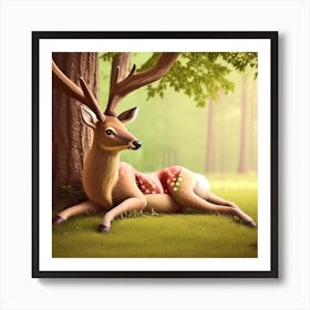 Deer In The Forest 4 Art Print