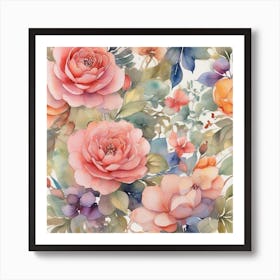 Watercolor Roses Art Print