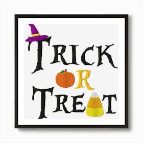 Halloween Witch Hat Pumpkin Trick Or Treat Kids Girls Women Art Print