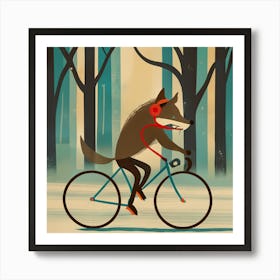 Wolf On A Bike 1 Art Print