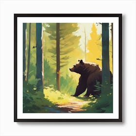 Bear In The Woods 16 Art Print