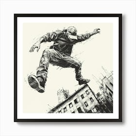 A Parkour Movement Hand Drawn Sketch 4 Art Print