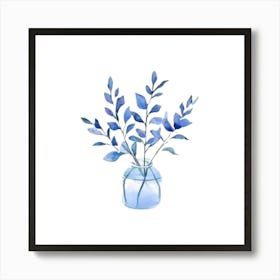 Watercolor Blue Floral 12 Art Print