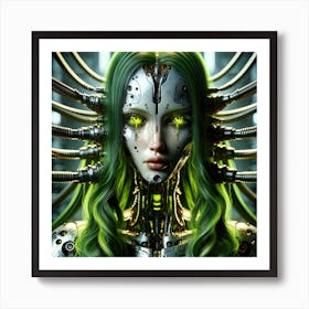 Beautiful Cyborg With Yellow Eyes Art Print