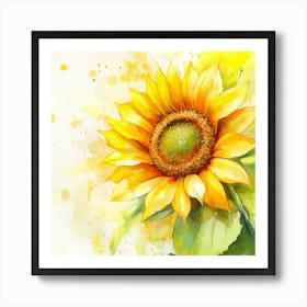 Sunflower Watercolor Painting 1 Art Print
