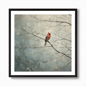 Cardinal In Snow Art Print