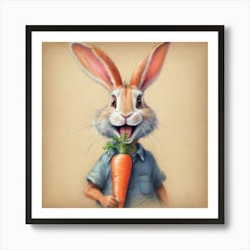 Bunny Holding Carrot Art Print