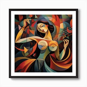 Woman Playing Music Art Print