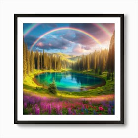 Rainbow Over Lake 1 Art Print