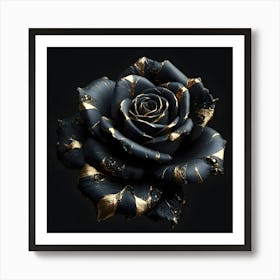 Black Gold Rose 2 Art Print