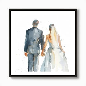 Watercolor Bride And Groom Holding Hands 1718370331 3 Art Print