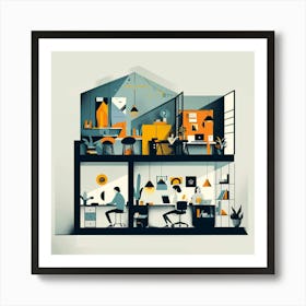 Illustration Of A Home Office Art Print