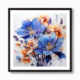 Blue Flowers Art Print