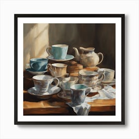 Teacups And Saucers Art Print