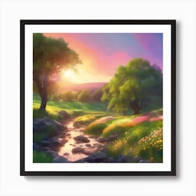 Rocky Stream in the Country Art Print