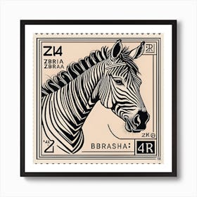 Vintage Zebra Fantasy Stamp Print Art Print